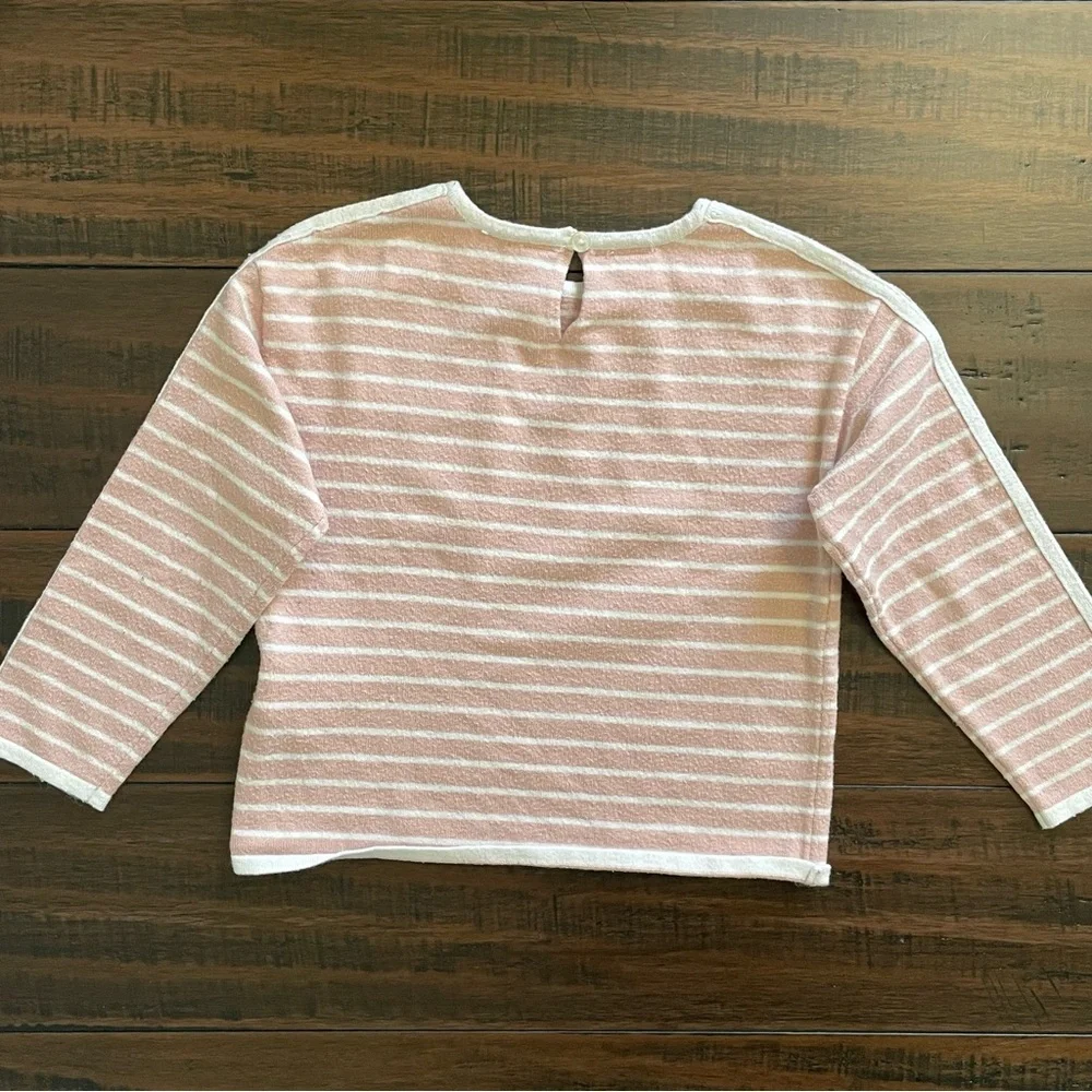 Zara Girl's Pink Stripe Long Sleeve Top